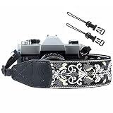 PADWA Camera Straps for Photographers - 2" Wide Vintage Jacquard Embroidery Camera Straps with Genui