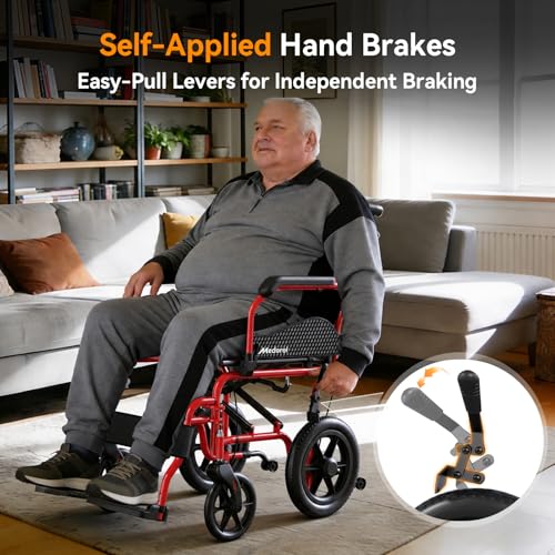 Image of Transport Wheelchair for Adults (K02) (Red)