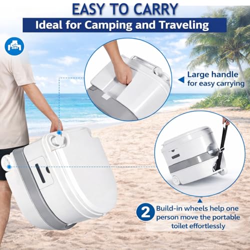 Image of 24L Portable Western Flush Toilet for Camping Indoor Outdoor Commode Travel Toilet for Adults Patients Traveling Toilet Seat for Adult (White)