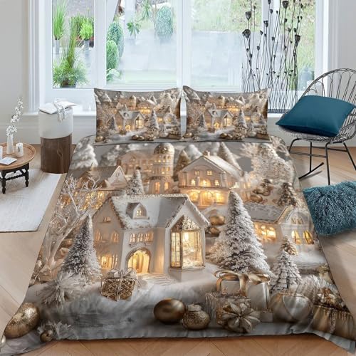 Housse de Couette Noël en Microfibre Résistante avec Impression 3D