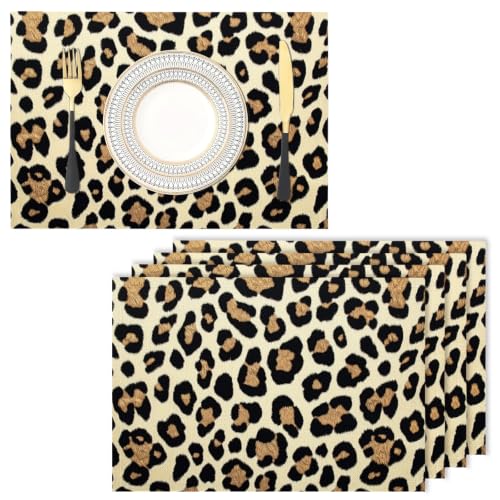 Sets de table beige léopard lavables pour protéger la table de cuisine - 2