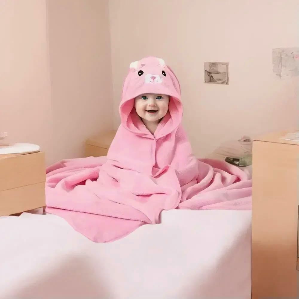 ZBDP Serviette de bain à capuche en velours corail pour bébé Motif éléphant Couverture super absorbante chaude peignoir de bain bébé