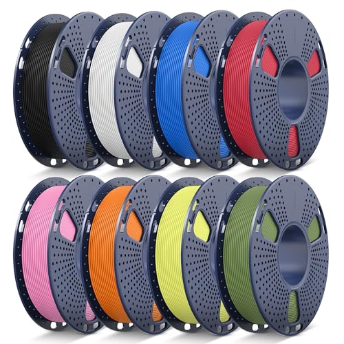 Image of JAYO Matte PLA 3D Printer Filament Bundle 2KG, PLA Matte Filament 1.75mm Bulk, 8 Pack 250g Spool Filament (Black, White, Blue, Red, Pink, Orange, Light Yellow, Olive Green)