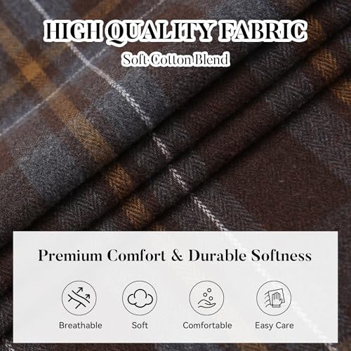 Image of WARHORSEE Flannel Shirt for Men Long Sleeve Button Down Plaid Shirts | Soft Cotton Blend for Multi-season Wear, Lightweight yet Warm, Dual buttoned storage pockets, Machine Washable Easy Care