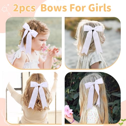 2 unidades de lazos blancos para niñas con pinzas miniatura 5