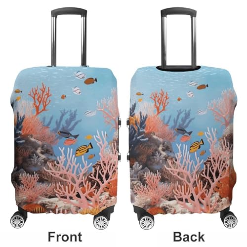 Coral Reef Luggage Cover, Elastic Luggage Protector Fits 19-32in Suitcases, Washable & Anti-Scratch Suitcase Cover for Men Women M3