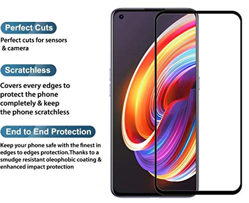 Image of Screen Protector for RealMe X7 Pro (Black) Tempered Glass Edge-to-Edge 6D Screen Guard With Installation Kit
