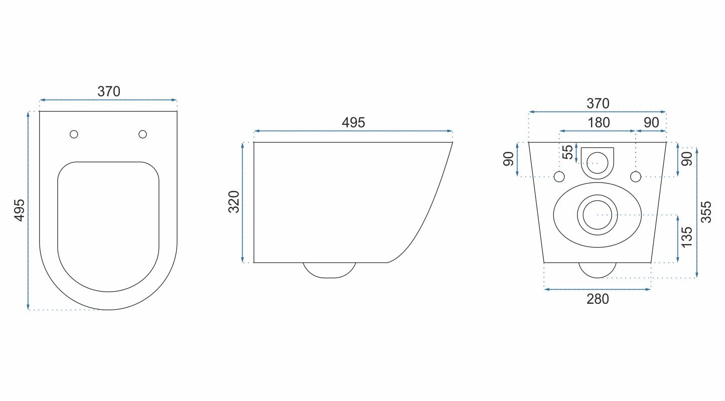 Rea Misa Wc Podwieszana, Carlo Mini Rimless Duroplast/Flat/Zm Biały, 49,5x37x32cm
