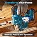 SEESII Cordless Jig Saw 21V, Electric Jigsaw Tool with 2× 2.0Ah Batteries, 2800RPM Variable Speed for Wood Cutting, 0°-45° Bevel Cuts, LED Light, 4 Orbital Settings for Straight/Curve/Circle Cutting
