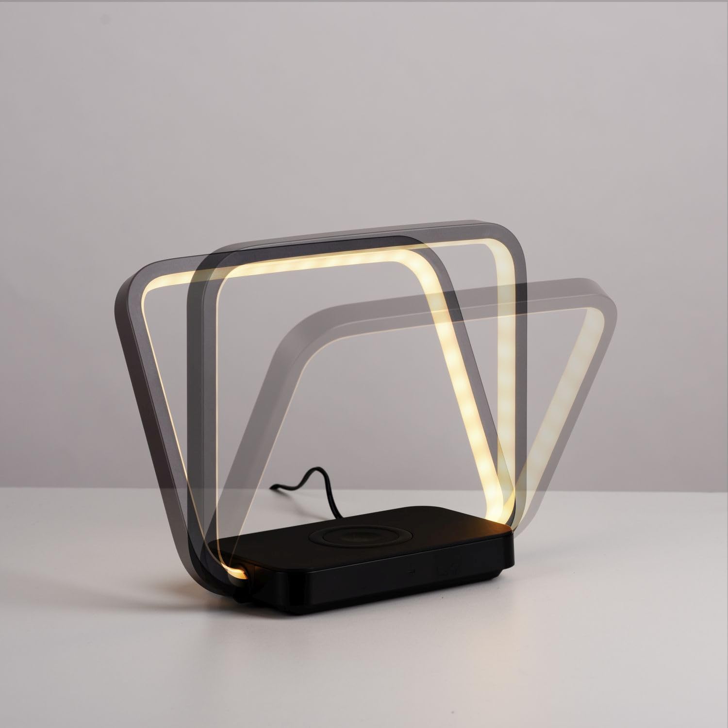 Licht-Erlebnisse LED Tischleuchte Metall Schwarz Schlafzimmer Nachttisch Büro Schreibtisch 2 W 3000 K warmweiß Ladefunktion kabellos dimmbar Touch Tischlampe HARLEN