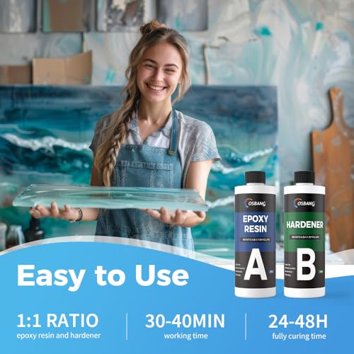 Image of 34OZ Hard Type Epoxy Resin, Crystal Clear for Casting, Coating, Jewelry Making & DIY, No Bubble Non-Yellowing Deep Pour (17OZx2)
