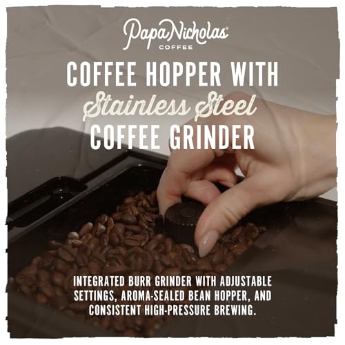 Image of Papanicholas Bean-to-Brew Automatic Espresso Machine with Built-In Burr Grinder, One-Touch Grind, 3oz Espresso to 8oz Coffee, Boost Button, 1-Yr Warranty, Silver