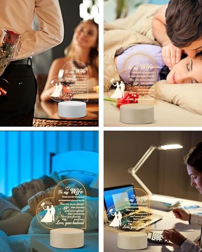 Image of Gifts for Wife, Birthday Gift for Wife, Valetaines Day Gift for Wife Girlfriend, Unqiue Gifts for Pregnant Wife for Wedding Anniversary, LED Night Lamp Wife Gifts from Husband,