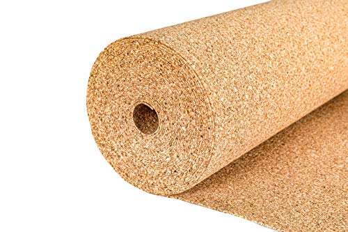 Rollo de corcho de 3 mm, 10 m x 1 m, granulado fino, alta calidad: 220 kg/m2.