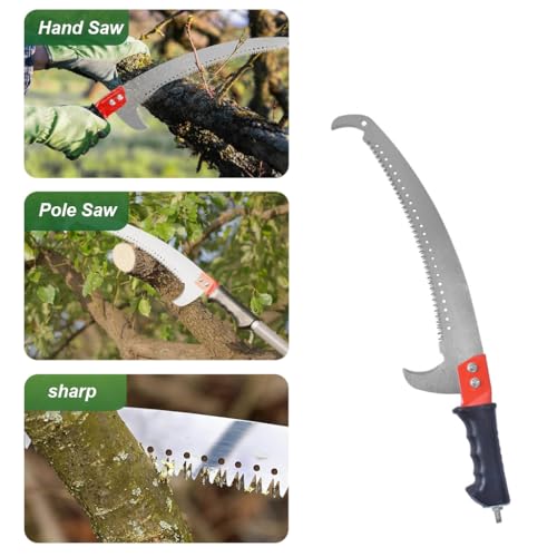 Image of HASTHIP Tree Pruning Pole Saw, 118'' Extendable Manual Tree Trimmer with 3 Stainless Steel Poles and Curved Blade, Handheld Branch Cutter with Hook for High Limb Gardening