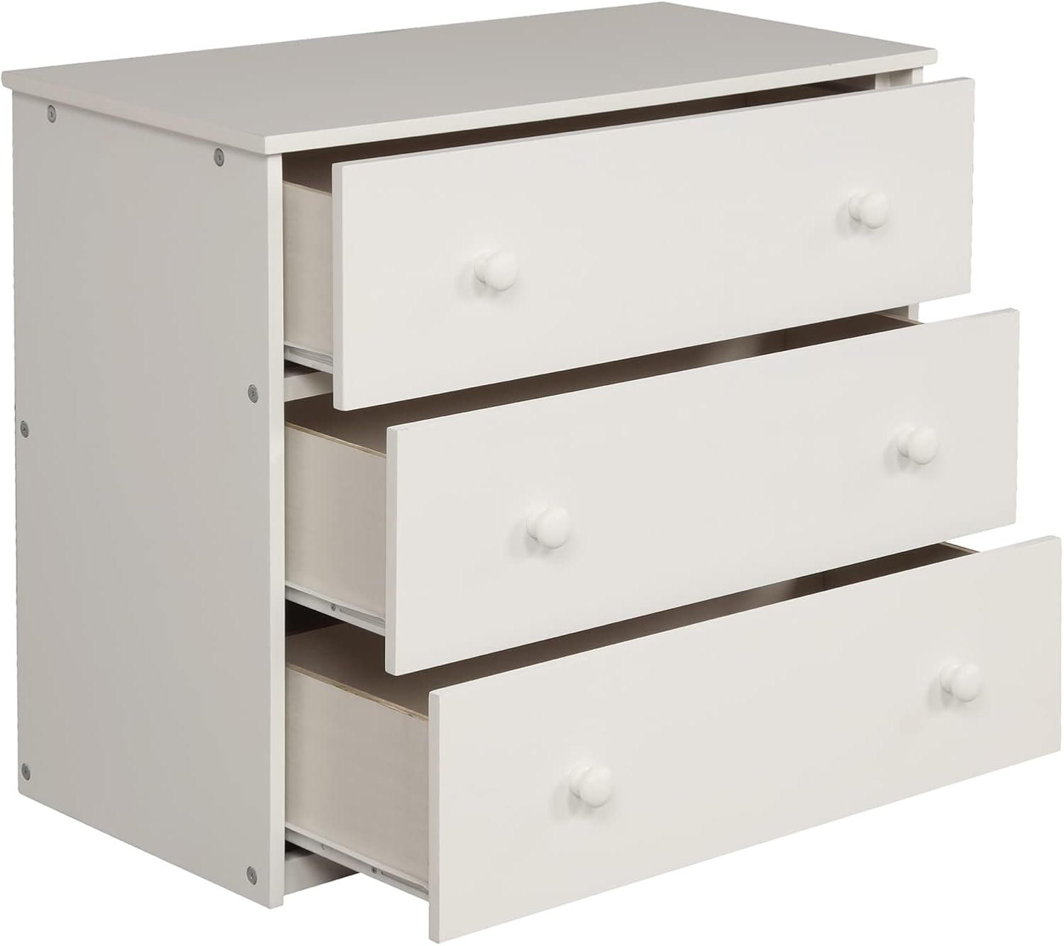 Low Loft Bed, Twin Wood Bed Frame with Cabinet and Rolling Portable Study Desk, House Bedroom Furniture (White)