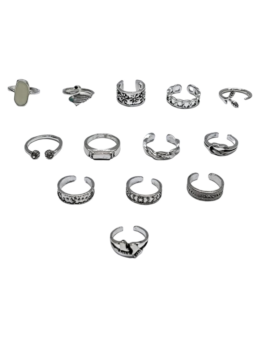 fabula by OOMPH Jewellery Combo of 7 Oxidized Silver Bohemian Toe Ring For Women & Girls Stylish Latest-picture-7