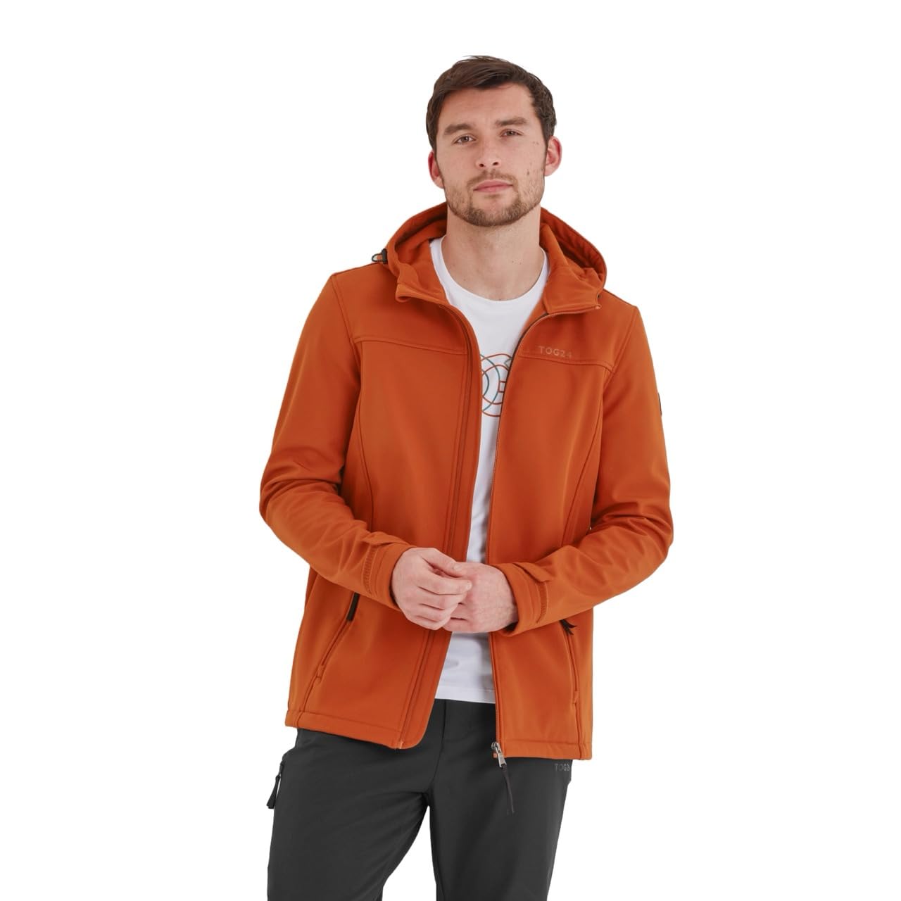 TOG24 Feizor Shower Resistant Softshell Hooded Jacket - Burnt Orange - Men's XXL