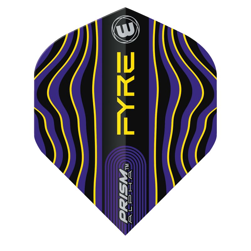 WINMAU Prism Alpha Fyre Black, Blue & Yellow Dart Flights - 10 sets per pack (30 dart flights in total), Standard - Image 3