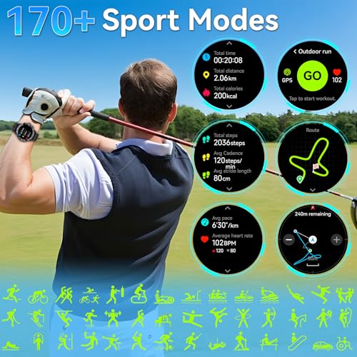 Montre Connectée avec GPS, 1.508'' AMOLED Smartwatch pour Homme avec Appels Téléphonique, 170+ Modes Sportifs Surveillance Fréquence Cardiaque/Sommeil/SpO2 Écran Fitness Tracker pour iOS et Android – Image 5