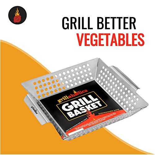 Grillaholics Stainless Steel Grill Wok - Large Capacity BBQ Vegetable Grilling Basket - Thumbnail 3