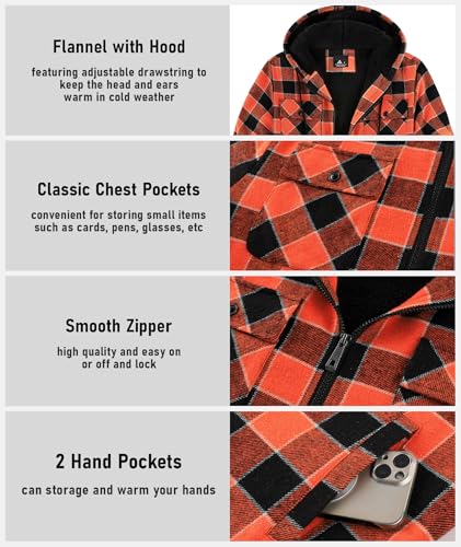 Image of GEEK LIGHTING Men's Flannel Shirts Jacket Sherpa Lined Fleece Plaid Hoodie Long Sleeve Winter Warm Coat