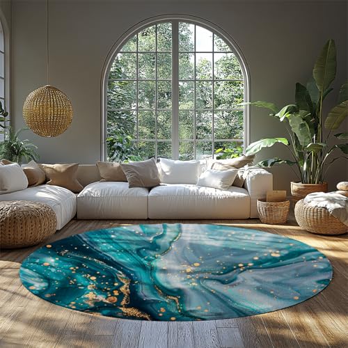 Tapis chambre lavable en machine et antidérapant bleu or - 2