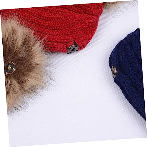 Kids Winter Knitted Hat with Faux Fox Fur Pom Poms Warm Earflap Beanie for Boys and Girls Suitable for Ages 0-6 Years Cozy and Stylish Black4