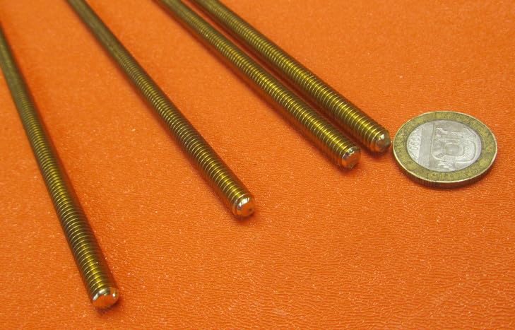 Brass Fully Threaded Round Rod, RH, 1/4"-20 Diameter x 12" Length, 4 Pcs.