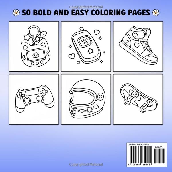 Miniatura 2 de 90s Nostalgia Bold & Easy Coloring Book Featuring Retro-Themed Designs, Suitable for Adults & Kids (Bold and Easy Coloring Books)
