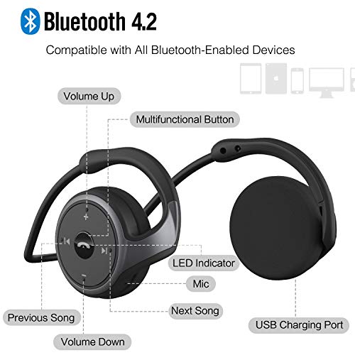 Image of B95 Small Bluetooth on Ear Headphones Wrap Around Head - Sports Wireless Headset with Built in Microphone and Crystal-Clear Sound, Foldable and Carried in the Purse, and 12-Hour Battery Life, Black
