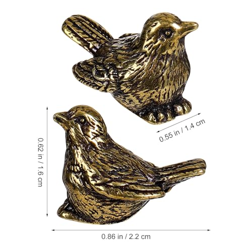 Estatua pequeña de pájaro de bronce dorado retro miniatura 4