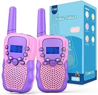 Toys Walkie Talkies for 3-12 Years Old Child, Bakoherp 3Miles Long Distance 2 Way Radio Toys with Belt Clip and Flashlight, Birthday Gifts for Outside Travel, Game and Party Idea (Pink+Purple)