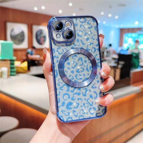 Coque silicone transparente avec induction magnétique pour iPhone 14 Pro Max bleu sierra