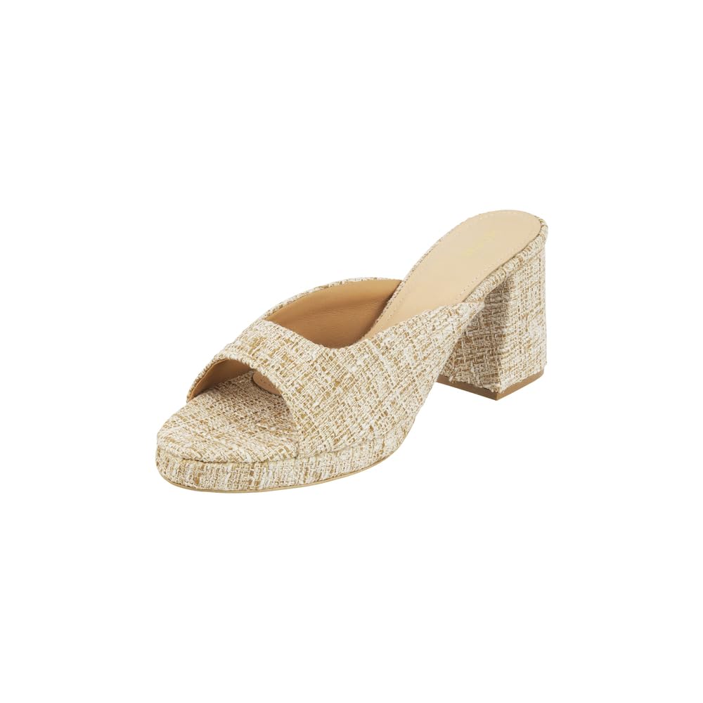 mochi Women Fabric Textured Block Heel Comfortable Fashionable Casual Slip-on Sandal-picture-18