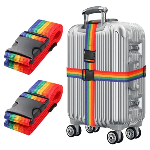 2 Pezzi Cinghia Valigia per Bagagli Regolabile,Cinture Cinghie per Valigia da Viaggio,Cintura Valigia Aereo,Fascia per Valigia, Regolabile Cinghie Valigia per Valigie Bagaglio Viaggiare (Colore)