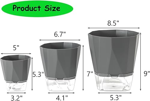 Miniatura 2 de Paquete de 6 macetas de plástico de 5 pulgadas con autorriego para interiores, modernas macetas decorativas para suculentas, aloe, hierbas, violetas