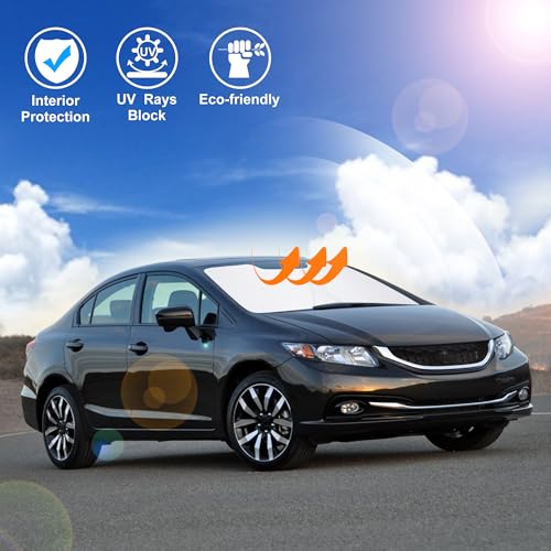 Image of Windshield Sun Shade Custom Fit for 2012 2013 2014 2015 Honda Civic Accessories Foldable Sunshade Sun Blocker Protect Car from Sun Rays & Heat Damage Keep Car Cooler