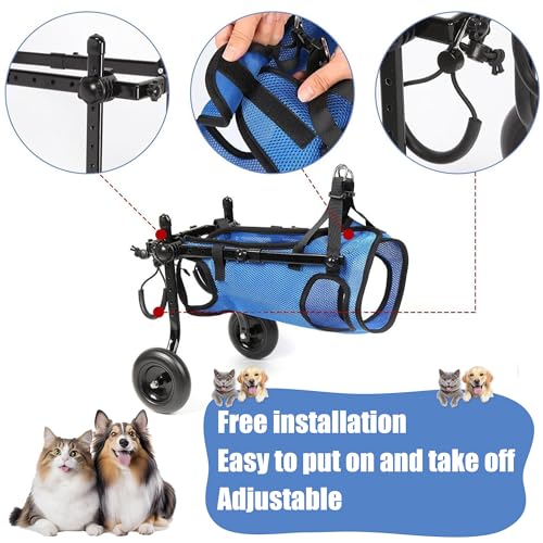Dog Wheelchair for Back Legs Adjustable Dog Wheelchairs with 2 Wheels Pet Doggy Wheelchairs with Disabled Hind Legs Dog Leg Brace and Hip Support, Light Weight - Thumbnail 3