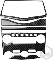 Vista 2 de NVCNX - Kit de calcomanías de fibra de carbono de fibra de carbono para consola de salpicadero de automóvil, interruptor de CA, CD, botón, marco
