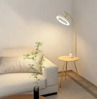 CITRA Metal Led Gold Floor Lamp Fan And Light With Corner Table Living Room Light For Home Lighting Standing Lamp - Gold