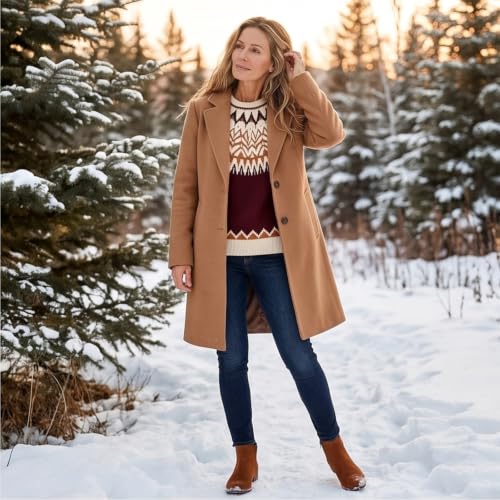 Fair Isle Sweater Women Oversized Crew Neck Retro Boho Knit Pullover - image 5