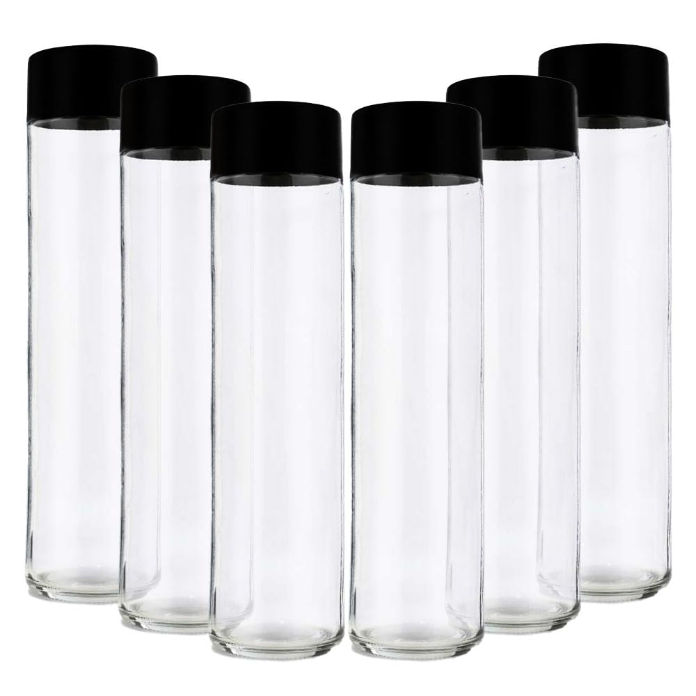Lot De 6 Bouteilles En Verre Eos 1L Avec Bouchon à Vis Argent - BrandPrint, Idéales Pour Eau Et Jus