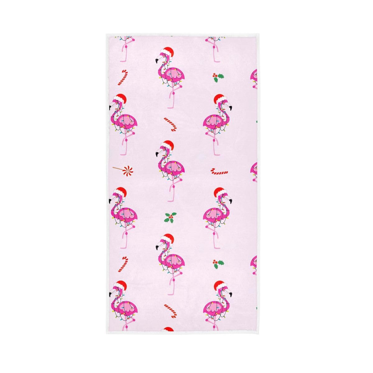 LSRCPD Cute Flamingo Christmas Hand Towel, 15 x 30 Inches, Soft Highly Absorbent Towels for Bathroom Gym Hotel