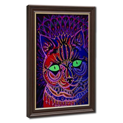 Toile Louis Wain chat psychédélique 40x60 cm pour décoration de salon