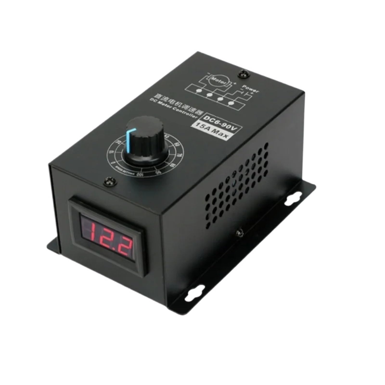 Controlador de velocidad motor DC 12V 24V 48V y 90V con regulador PWM de 15A