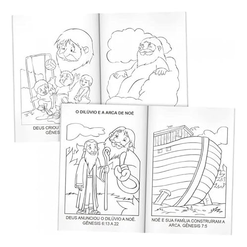 Kit Com 20 Livros Bíblicos - 10 Para Colorir E 10 Para Ler - 8 Páginas Cada Livro