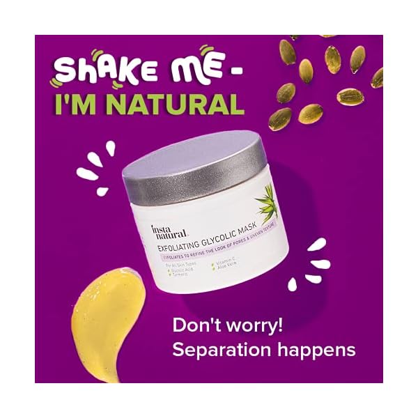 InstaNatural-Exfoliating-Glycolic-Face-Mask-Facial-Scrub-Blackhead-Treatment-for-Brightening-and-Exfoliation-with-Turmeric-Vitamin-C-Natural-AHA-Enzyme-Exfoliant-for-Scars-Glowing-Skin InstaNatural Exfoliating Glycolic Acid Face Mask for Women & Men, Gentle Exfoliator, Pore Minimizer, Anti Aging, Blackhead Remover, Acne Facial Treatment with Vitamin C and Turmeric, 2 Fl Oz