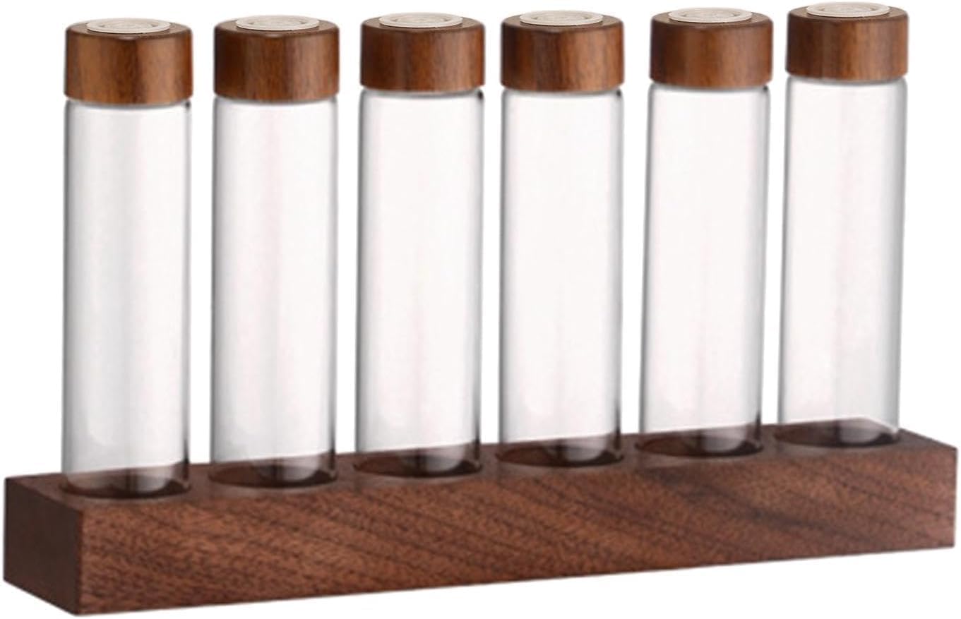 Coffee Bean Dispenser Glass Test Tubes Coffee Bean Storage Tubes Glass Coffee Beans Storage Containers for Cafe 6 Hole, 6 Hole 17g