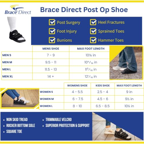 Image of Brace Direct Post Op Shoe, Broken Toe, Bunion & Stress Fracture Foot Brace | Orthopedic medical shoe that supports a broken foot, hammer toe, foot fracture & injury. Surgical cast shoe, men. L3260